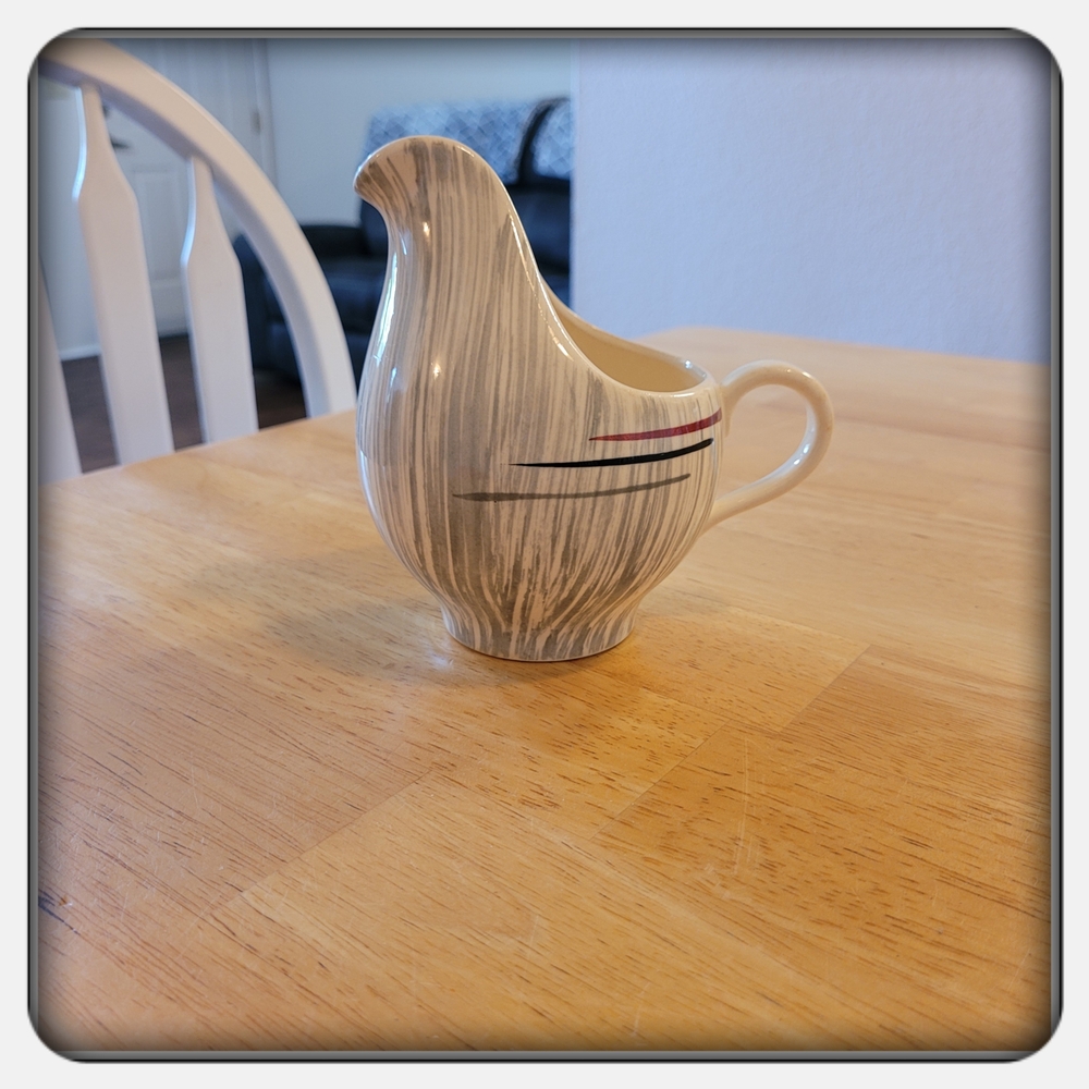 Vintage Elegant Cream and Gray Ceramic Creamer By Stetson